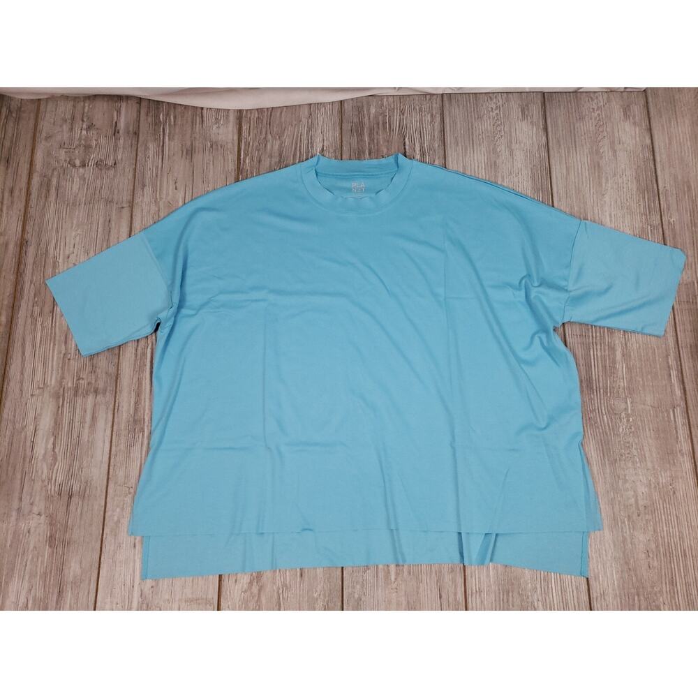 EUC Planet Jersey Short Sleeve Shirt light blue Lagenlook One Size 100% cotton - Picture 4 of 8